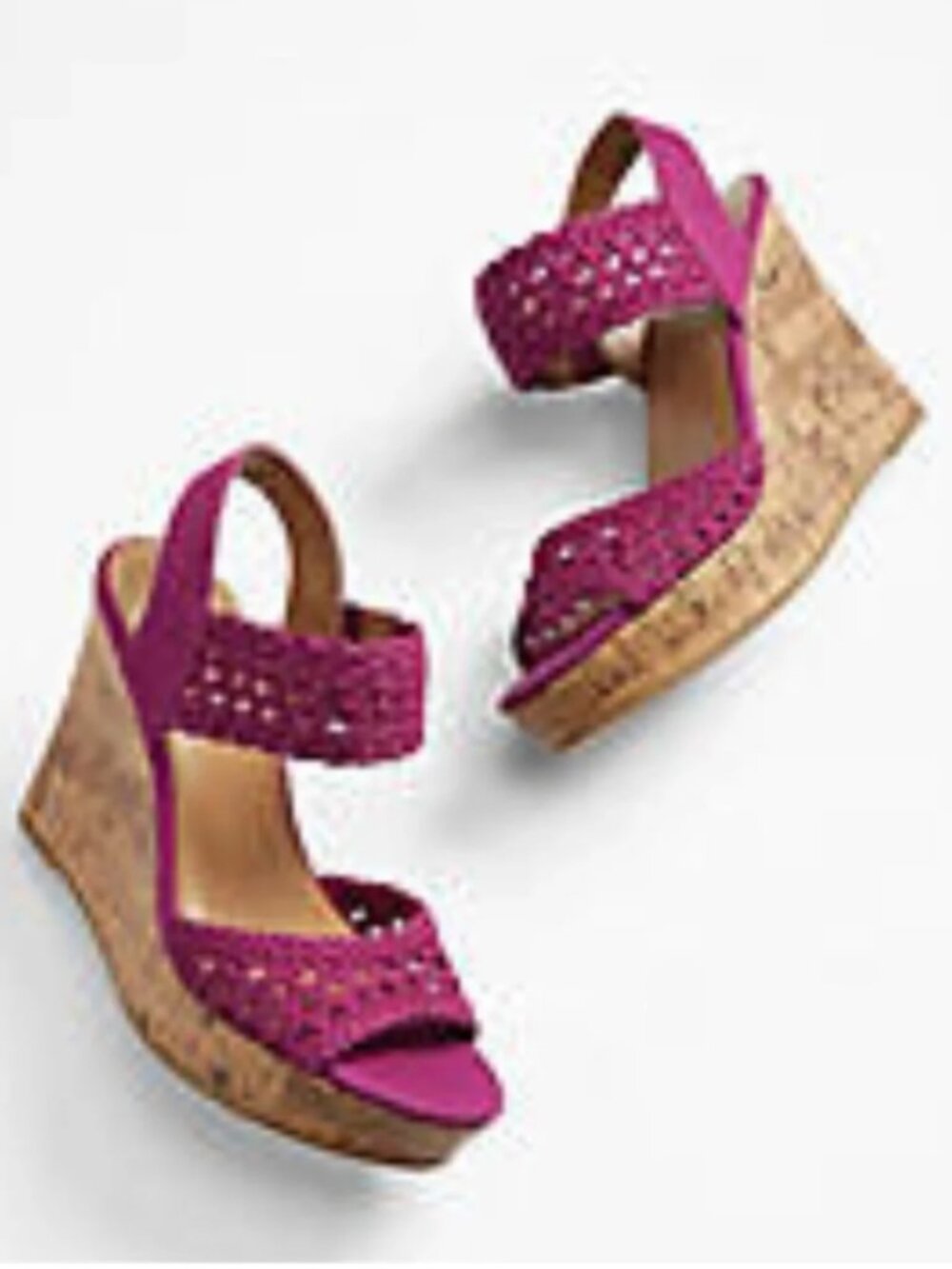 Maurices Magenta Woven Cork Wedge Sandals